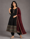 Anarkali Kurta Set with Maroon Dupatta