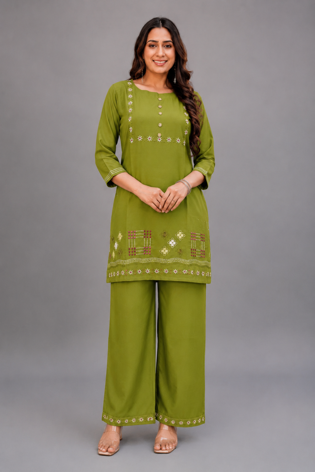 Green Embroidered Co-Ord Set