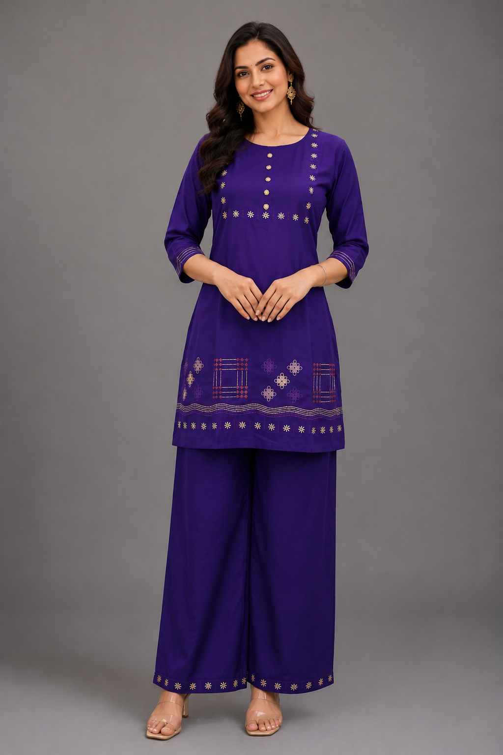 Purple Embroidered Co-Ord Set