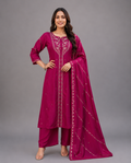 Silk Kurta Palazzo Set with Dupatta