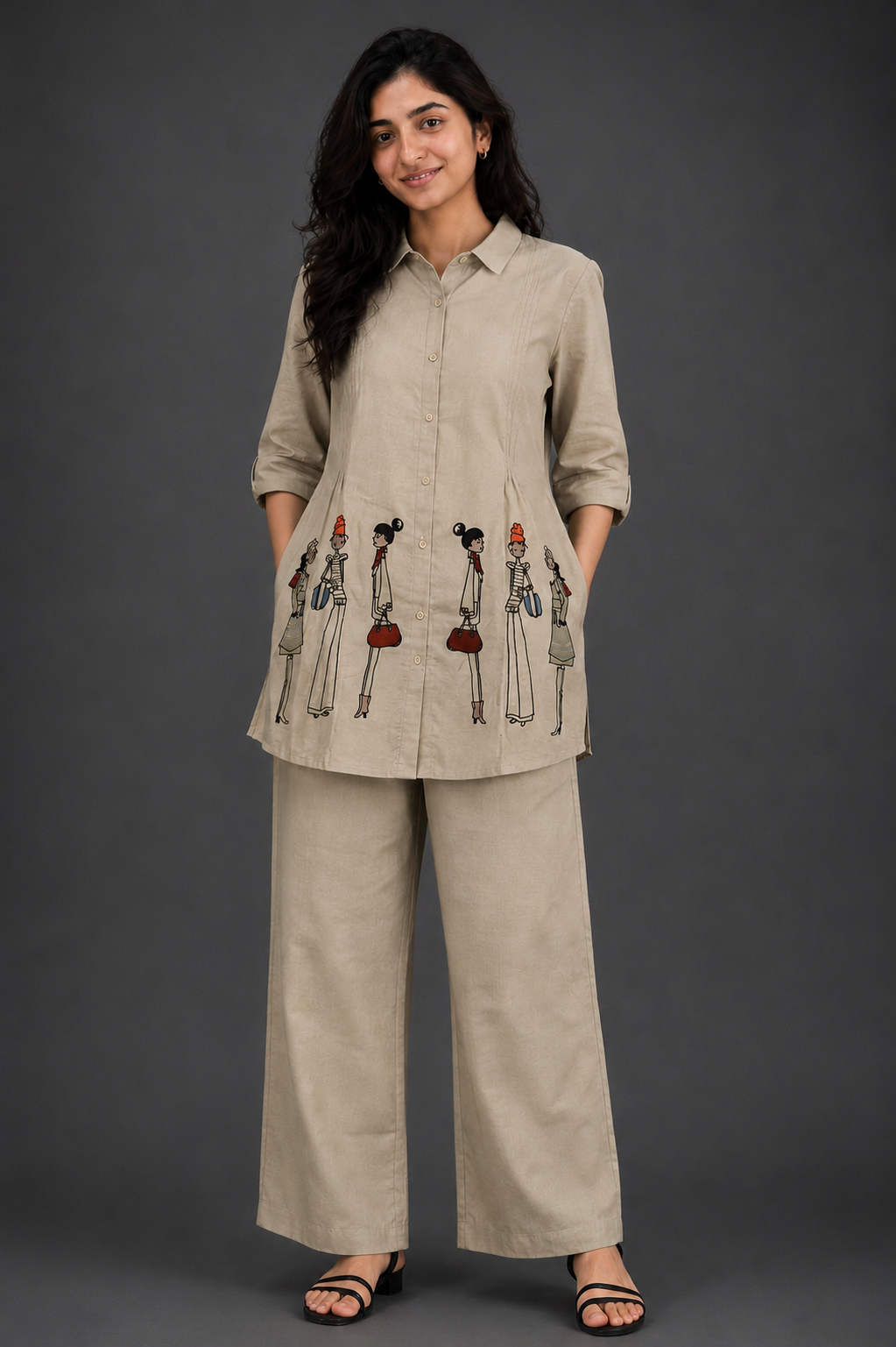 Beige Printed Co-ord Set