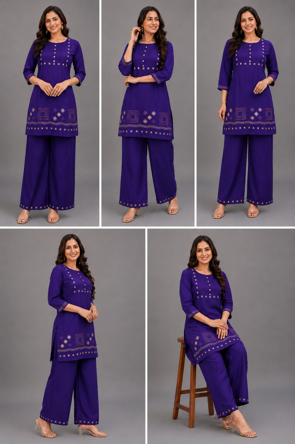 Purple Embroidered Co-Ord Set