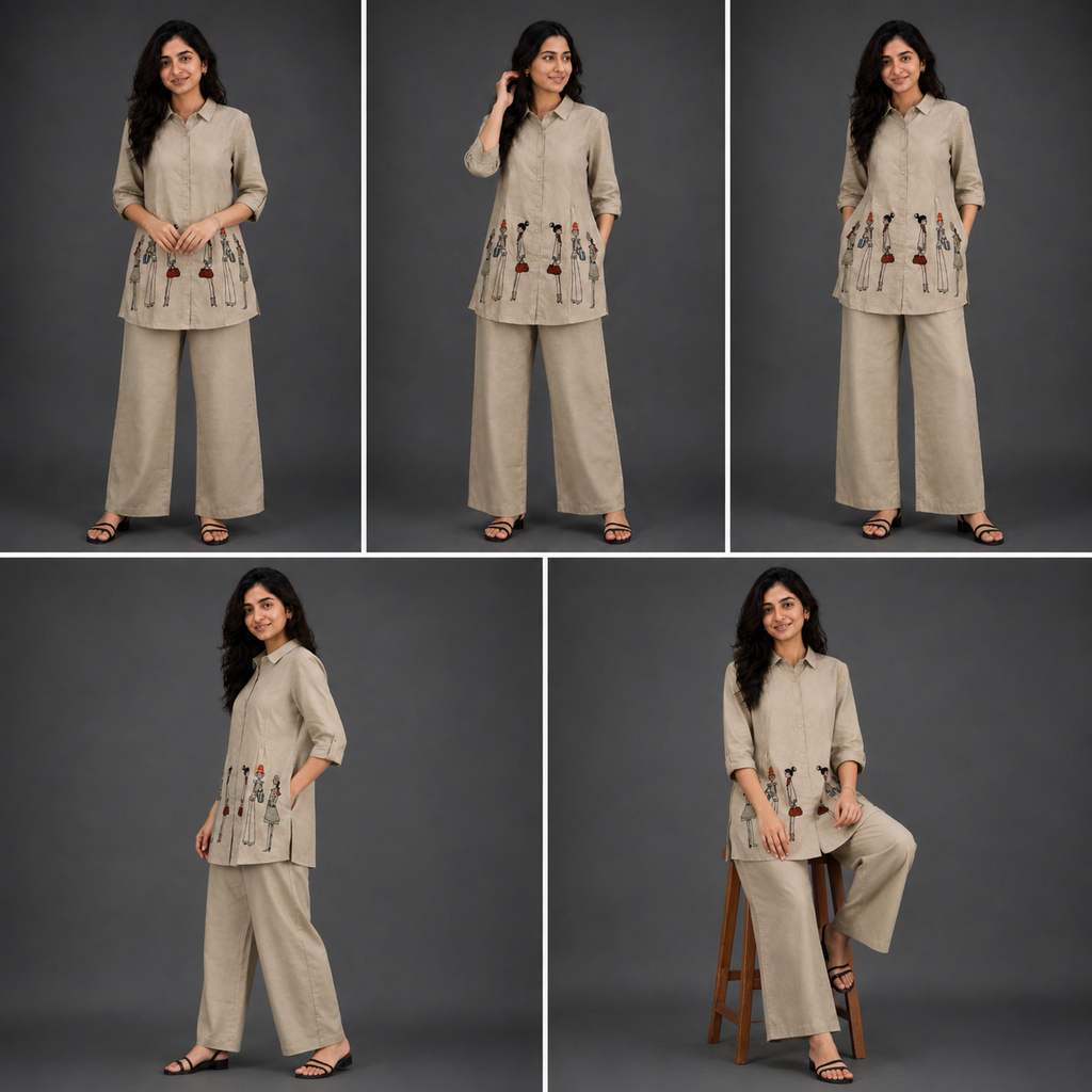 Beige Printed Co-ord Set